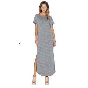 THE GREAT The Knotted Tee Dress Heathered Grey Maxi T-Shirt Short Sleeve